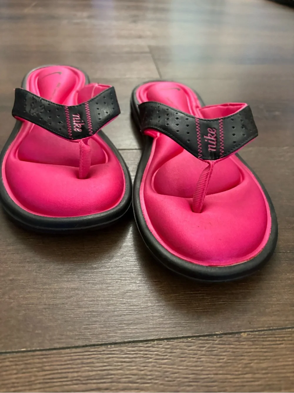 Nike Comfort Footbed Women's 11 Thong Sandals Flip Flops Black & Pink